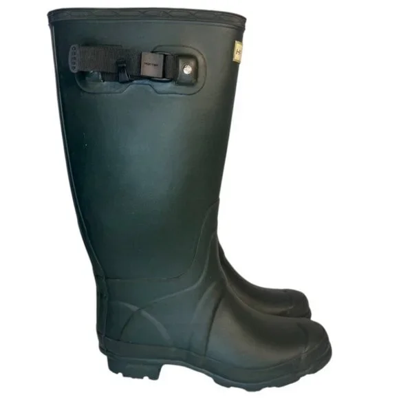 HUNTER Huntress Wellington Rain Boots Waterproof Rubber Dark Olive